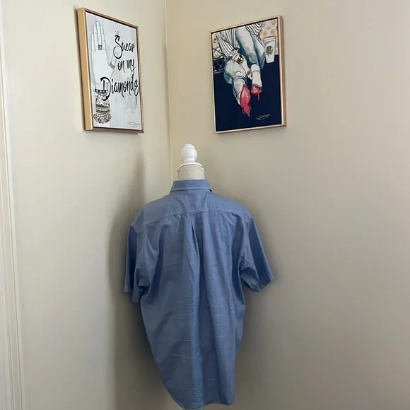 Roundtree & Yorke Blue Casual Button Down Shirt - Picture 8 of 13